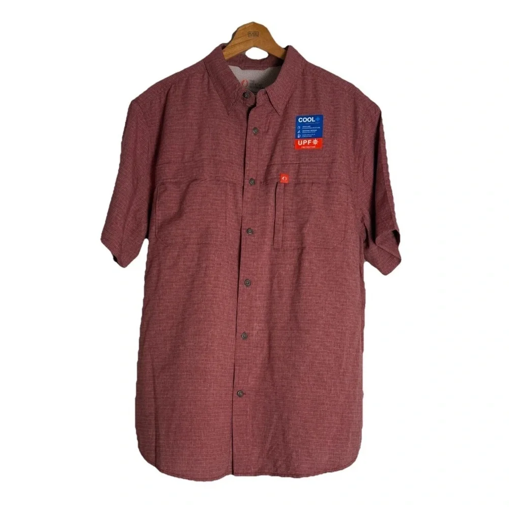 NWOT American Outdoorsman Men's L Button-Down Brick Red Shirt Fishing Lined - Picture 1 of 11